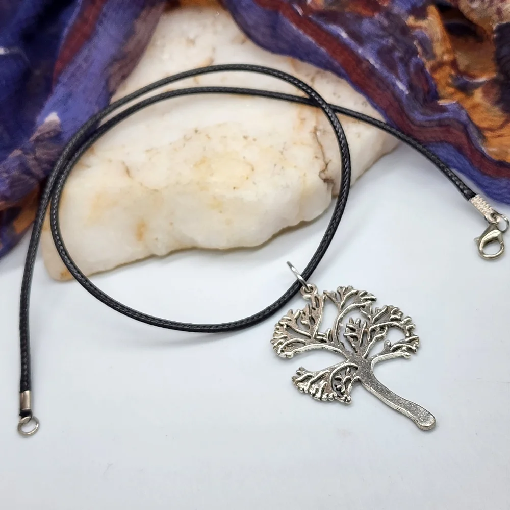 ❤️ Tree Of Life Jewelry Hypoallergenic Black Necklace Silver Tree Pendant
